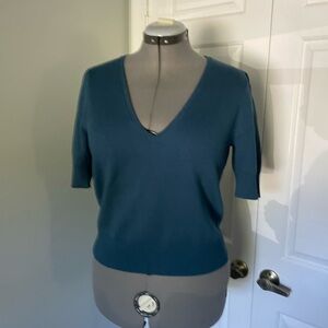Ann Taylor Teal Blue Ribbed Knit Sweater M